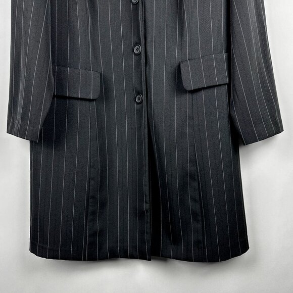 Chelsea Studio Black Pinstripe Long Blazer Coat 18T - ONLY THE COAT (No Pants) - Picture 5 of 11